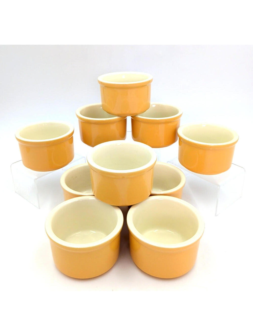 10 Cuisinart Chef's Classic 7.5OZ Warm Yellow Stoneware Ceramic Ramekins Discont
